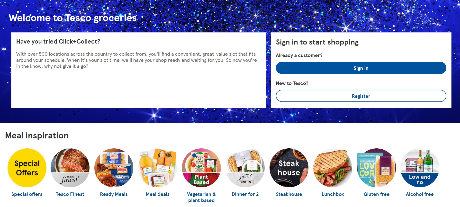 Tesco Groceries homepage